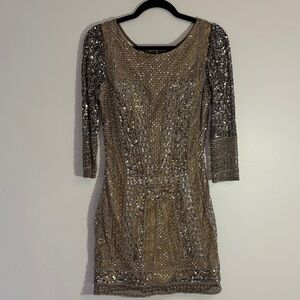 Scala stunning sequin tan/gold mini dress